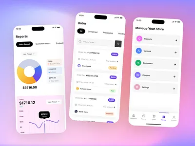 Powerful Admin Control on Mobile account app clean customers design ecommerce solution graphic design iphone manage mobile modern online order reports sales shop store ui vendors