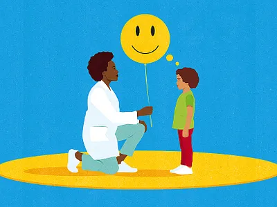Illustration by Kotryna Zukauskaite child conceptual doctor editorial health healthcare illustration illustrator kids mental health paediatrics patient pediatrics people physician psychology textured therapist treatment vector