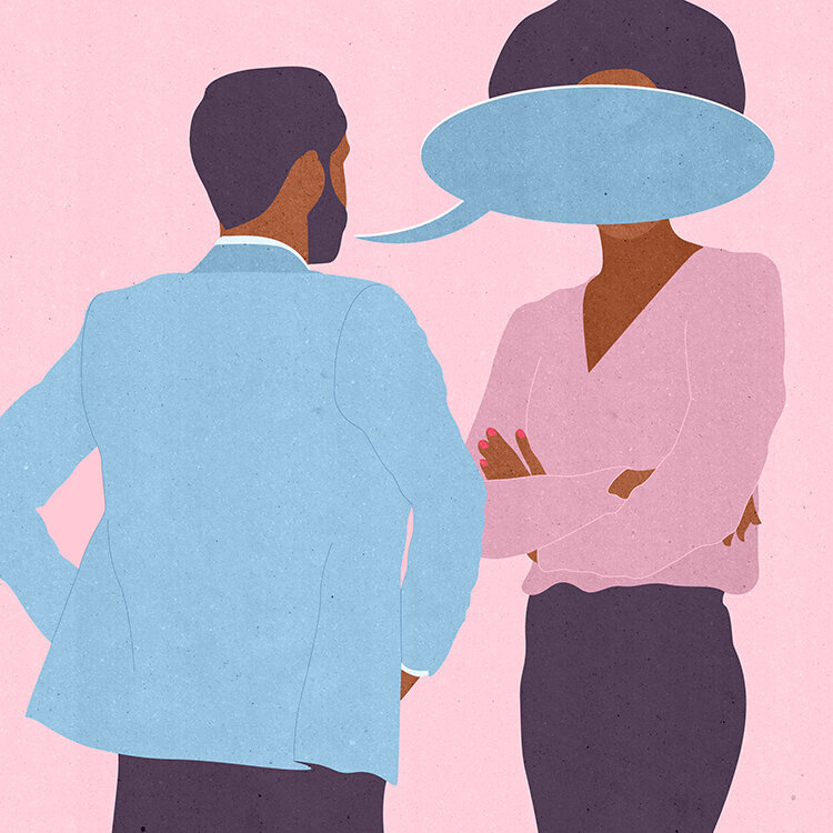 Mansplaining by Kotryna Zukauskaite for the NYT conceptual discrimination editorial editorial illustration equality female feminism illustration illustrator male mansplaining me too textured the new york times women workplace