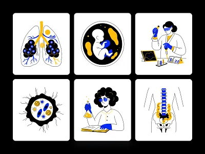 Biology Art Illustration Set anatomy bacteria biology botany brain cells dna educational human illustration lab medical microbiology nature organism plant research science skeleton virus