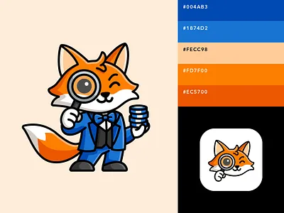Fox Brand Mascot alfrey davilla brand mascot brand mascot illustrator casino casino review character design chibi character cool mascot custom mascot cute mascot fox fox character fox logo fox mascot illustration illustrator magnifying glass mascot designer search review vaneltia