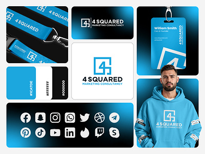 4 Squared Logo Design blue and black branding brand design studio brand identity branding business brand identity business branding corporate branding creative agency creative agency branding design dribbble logo inspiration geometric logo logo and branding logo design inspiration marketing agency logo marketing consultancy branding modern logo design professional logo design