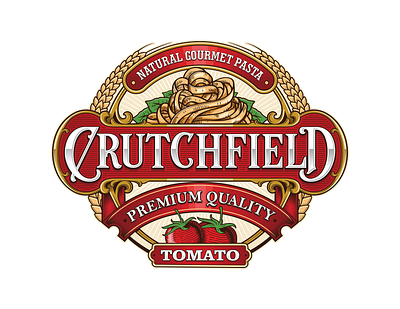 CRUTCHFIELD – Vintage Pasta Branding for Modern Shelves 🍝🌾 food label design food logo label design modern heritage brand pasta label design pasta logo pasta packaging ravioli design shelf ready packaging supermarket branding vegan pasta vintage logo design