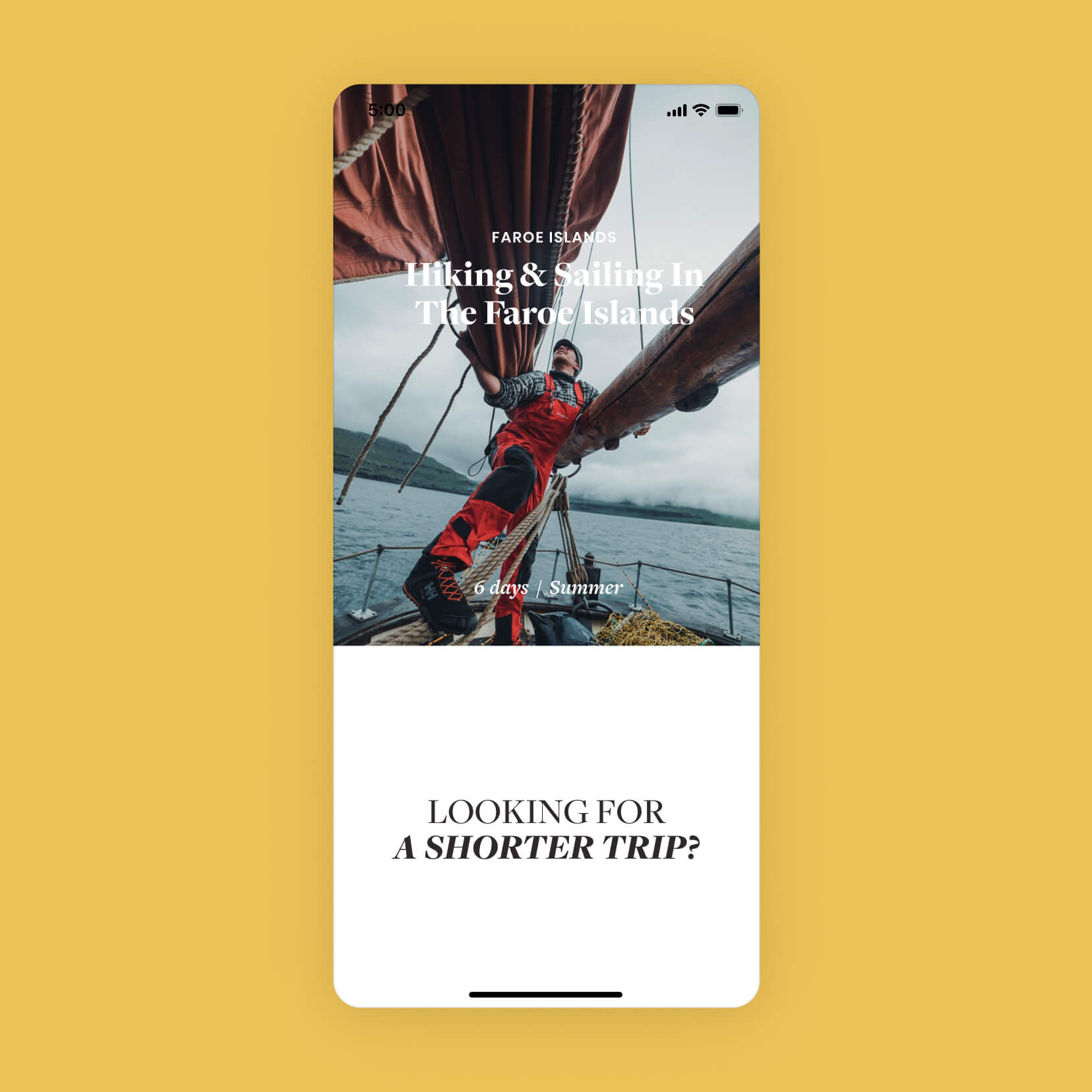 Amarok Adventures - Mobile expedition guide island local mobile design ocean photo sailing sea serif travel typography yellow