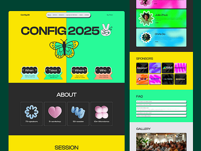 Event landing page brutal ui colourful ui congig ui event landing page event ui it conference ui modern event landing page modern ui neu brutalism ui trendy ui