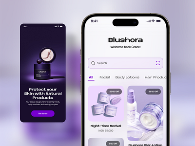 Blushora Skincare Mobile App Design app design beautytech blushora dribbble figmadesign mobileapp productdesign skincareapp ui inspiration uiuxdesign