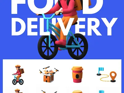 Food Delivery 3D Icons 3d branding design graphic design illustration ui ux