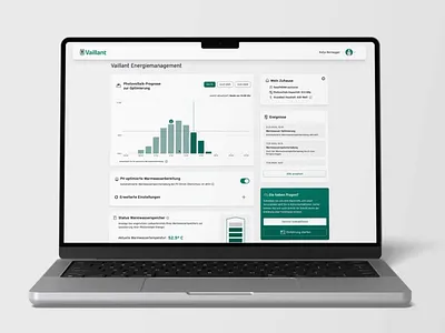 Vaillant app: optimised PV energy consumption for heat pumps digitaltransformation productdesign smarttechnology softwaredevelopment ui uidesign ux uxdesign uxui