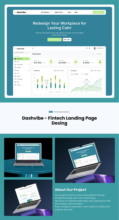 DashVibe – Landing Page for a Finance Management Tool fintech landing page ui design