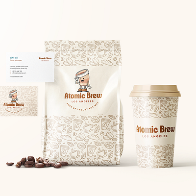 Atomic Brew — Complete Coffee Brand Identity Say hello to Atomi branding graphic design logo packaging mockups
