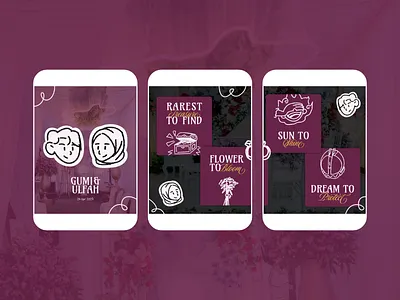 Couple Wedding Illustration 💐💍👩‍❤️‍👨 boy branding burgundy couple illustration design girl graphic design hand drawn hijab illustration instagram post logo love maroon minimal illustration quote retro sticker wedding