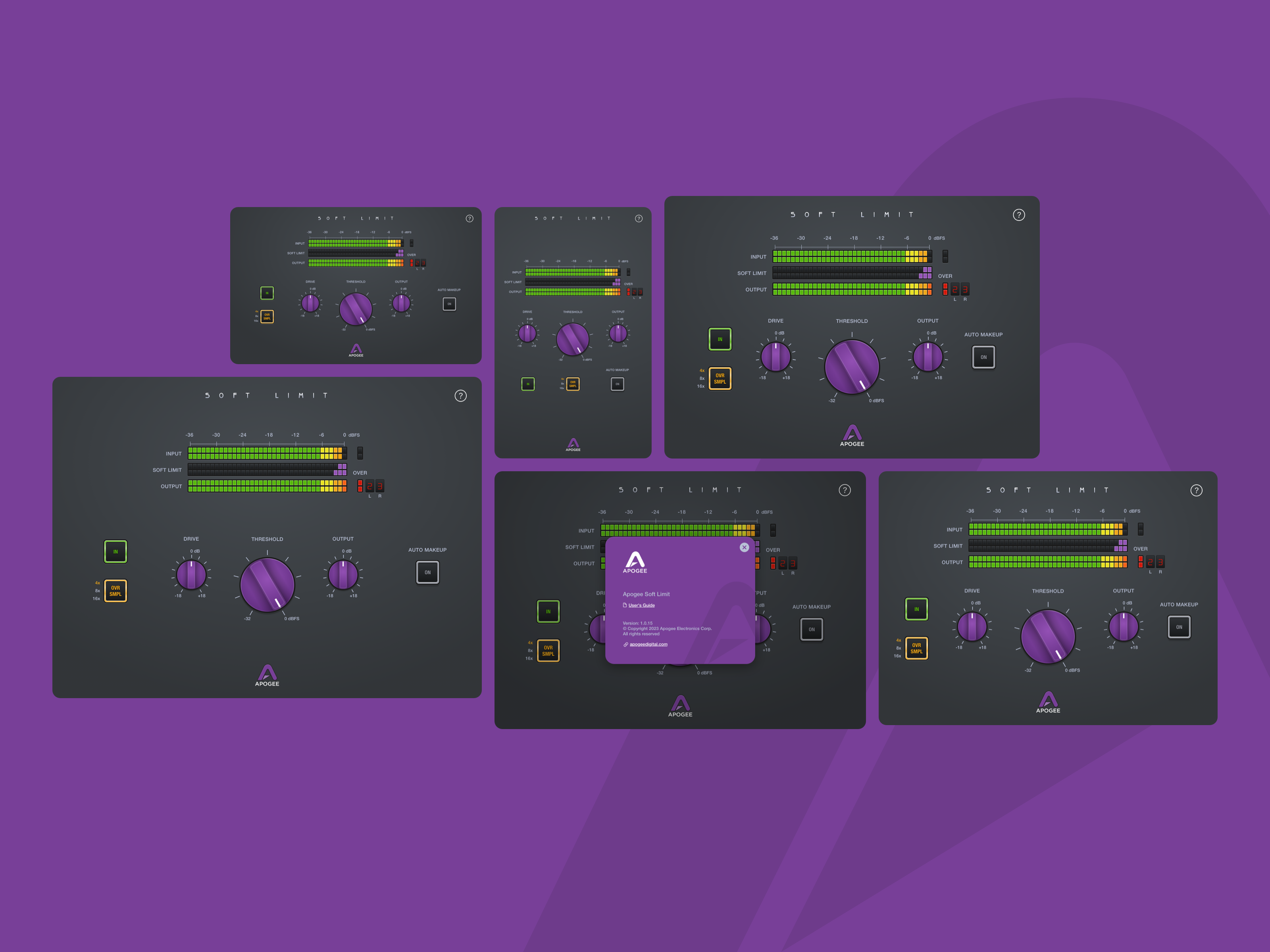 Apogee Soft Limit UI (redesign for iPad OS): resizing options analog ui au plugin design audio plugins daw flat ios logic pro minimal ui mobile mobile app music production sketchapp touch interface ui uidesign vst vst plugin ui vst ui