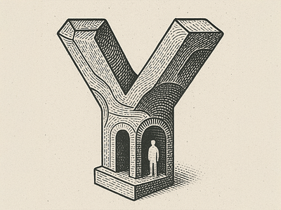 36 Days of Type - Y arch branding design distressed doorway escher etching illustration letter lettering logo tree type typography ui vintage woodblock woodcut y