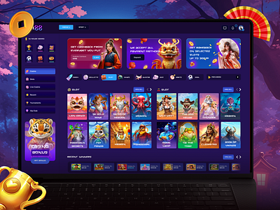 Elegant Casino Design with Eastern Flair asiandesign casinointerface casinostyle casinowebsite chinesecasino gamblingdesign gamblingui gamingsite gamingui luckycasino onlinecasino redandgold slotwebdesign themeddesign uidesign uiux uxdesign webdesigners webdesigninspiration webuidesign