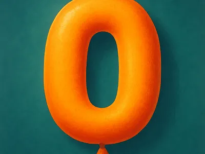 36 Days of Type - 0 0 balloon float helium illustration jewel tones letter lettering logo number orange string texture type typography zero