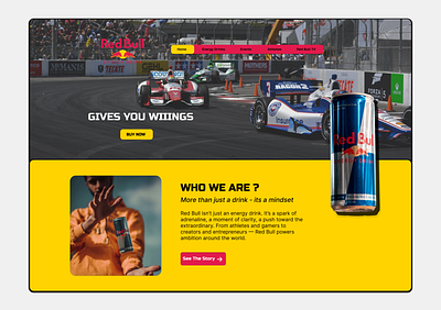 Debut Project - Red Bull Landing Page branding figma landing page red bull ui ux web design