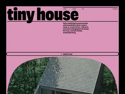 tiny house — UI/UX design for brutalist real estate website hero 2025 brutalist construction company grid home house landing page design landscape modern website product design property real estate website realtor tanim uiux design waxyweb web design web layout web ui website design