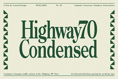 Highway 70 Condensed - Retro Serif Font brand design branding chic condensed font country club font fonts on sale graphic design green headline font logo luxury minimal nostalgic design old money poster font retro serif font seventies typography vintage vibes yacht club