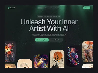 Charcoal - AI Platform Web Design ai ai cloud ai startup ai technology ai tool ai website design aiml artificial intelligence design homepage landing page saas software startup ui uiux ux web design website