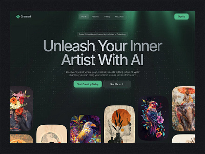 Charcoal - AI Platform Web Design ai ai cloud ai startup ai technology ai tool ai website design aiml artificial intelligence design homepage landing page saas software startup ui uiux ux web design website