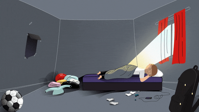 NSPCC Guy's Story - waking up 2d 2d character animation design fab design flat design illustration motion design motion graphics