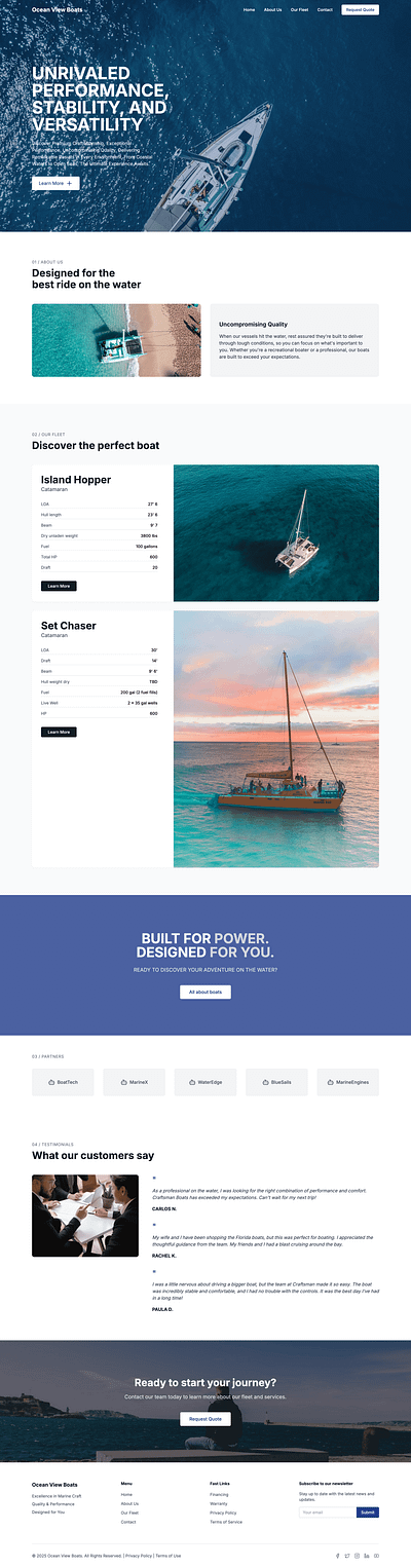 Boat Rental Company company website design development rental company small business website smb website uiux web design web development website