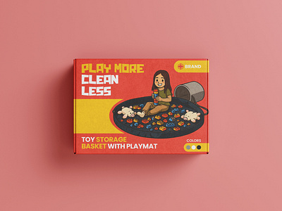 Toy Storage Basket Packaging Design. box design branding colorful design creative branding creative packaging fun design functional packaging kids product minimalist toy storage modern branding packaging design parent friendly design toy box toy packaging