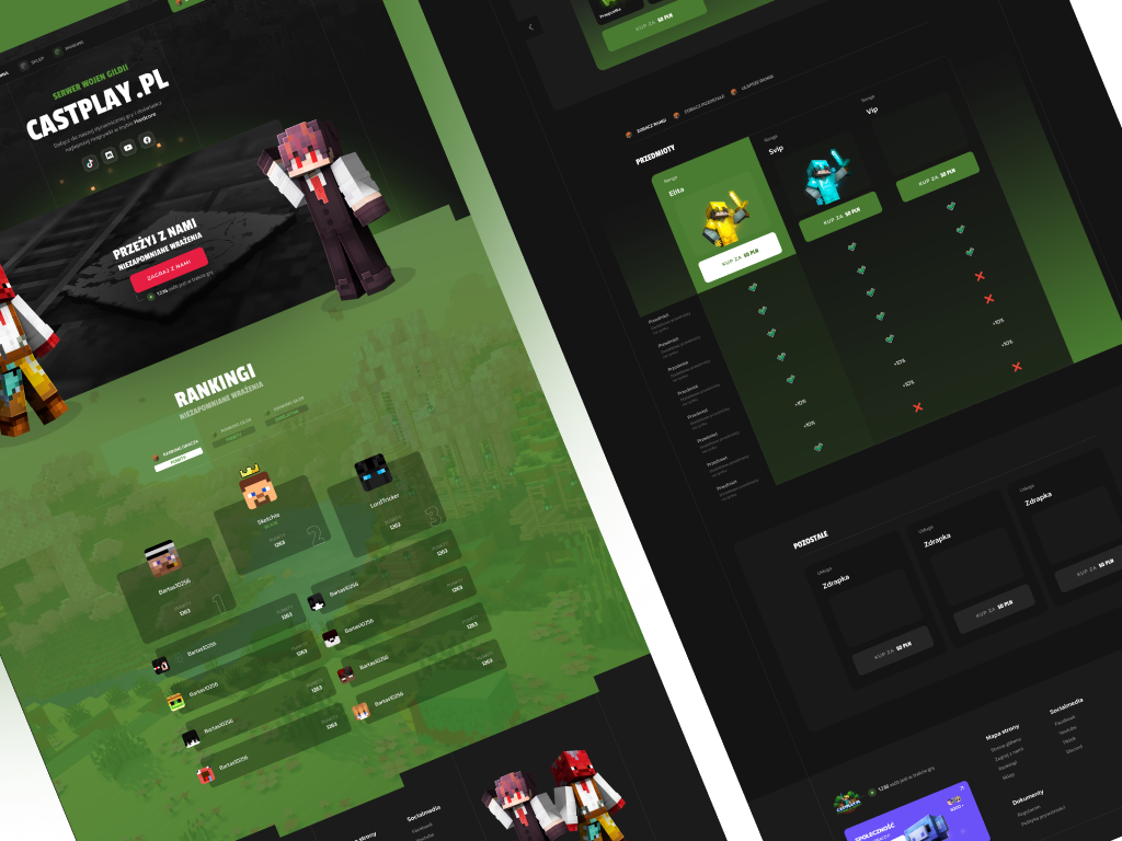 CastPlay Minecraft Shop Page app design figma game gaming graphic design landing page minecraft minecraft landing page minecraft page new popular shop ui ui design uiux user interface web web design website