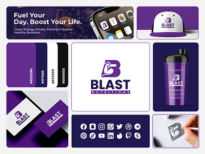 Blast Nutritions Logo Design active lifestyle branding bold logo design clean branding design custom logo design dribbble branding showcase fitness logo design fitness packaging design health product branding health supplement branding modern nutrition logo muscle fitness logo nutrition brand logo nutrition shaker bottle design product packaging mockup protein shake logo purple brand identity sports nutrition marketing sports nutrition packaging supplement brand identity wellness brand logo