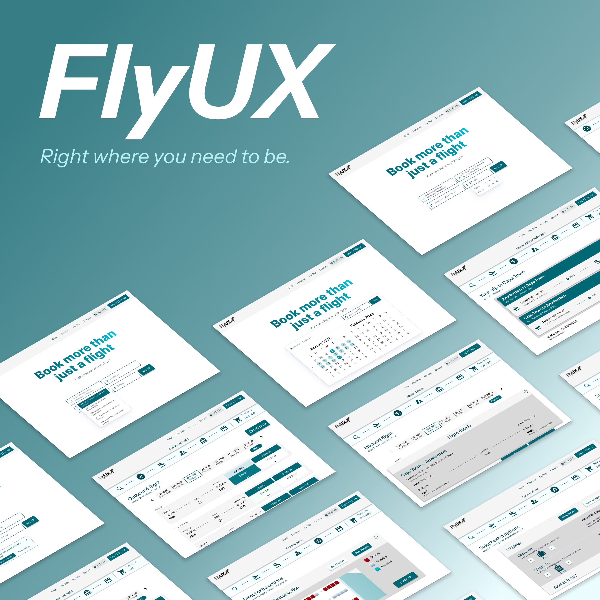 FlyUX | Airline Booking System | UX Research & Design airline booking booking design figma flight booking interface design prototyping ui user experience design user research ux design uxui