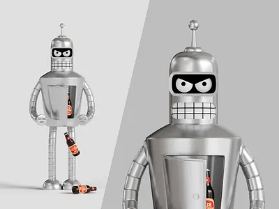 3d model Bender 3d animation beer bender blender cartoon character futurama metal model modeling motion graphics realistic robot