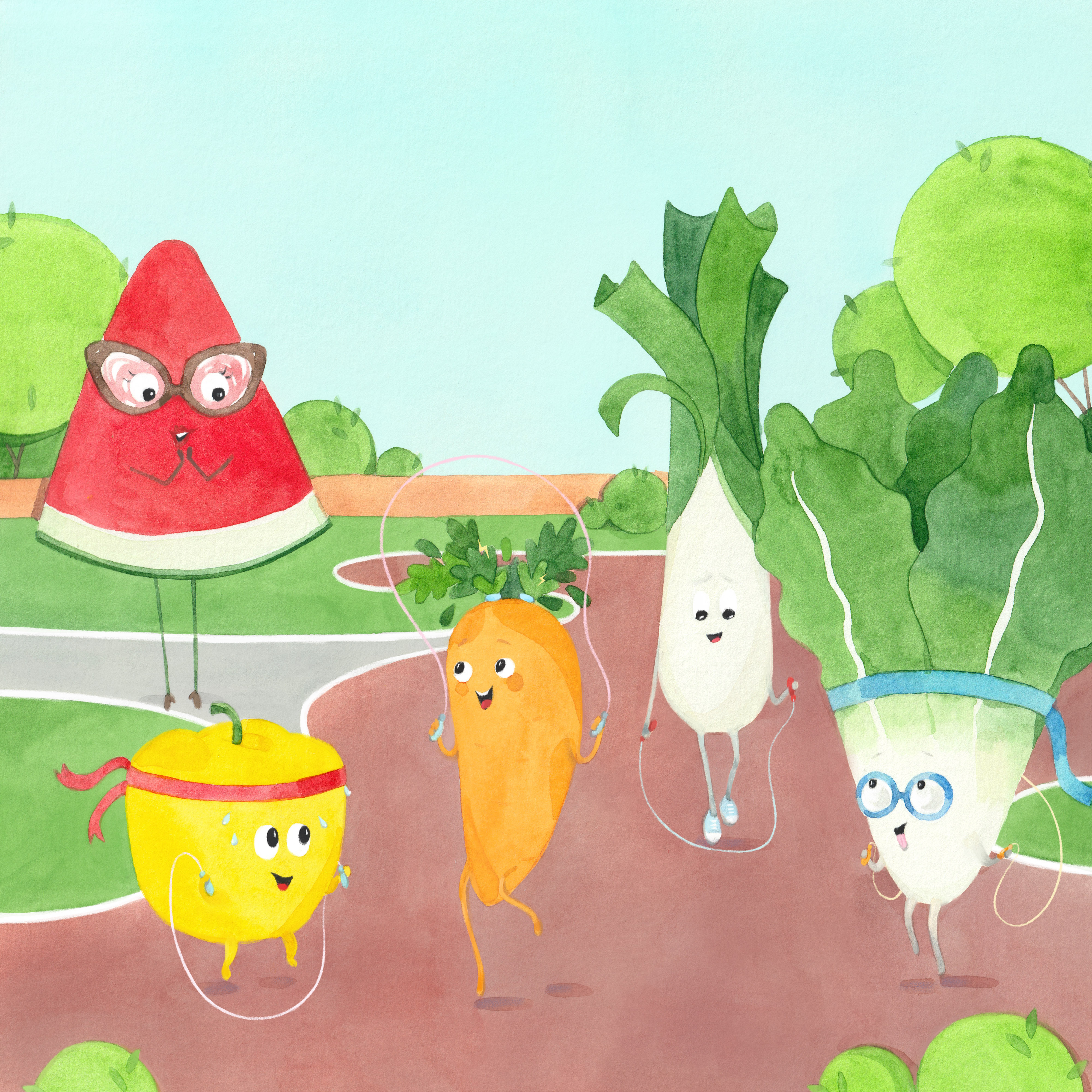 'Sport Activities' Watercolor Illustration character art