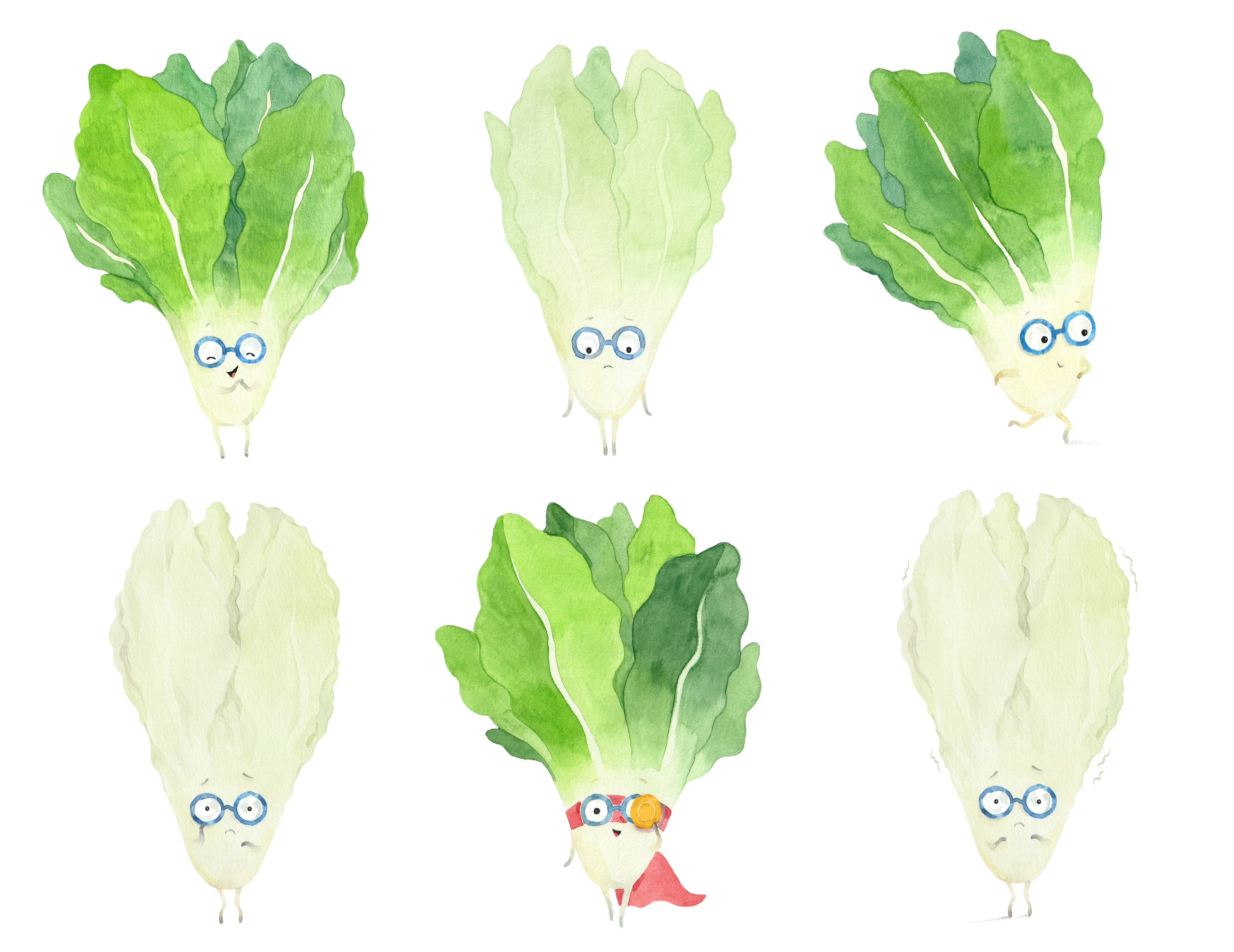 Lettuce Emotions /Character Art character art emotion illustration lettuce illustration