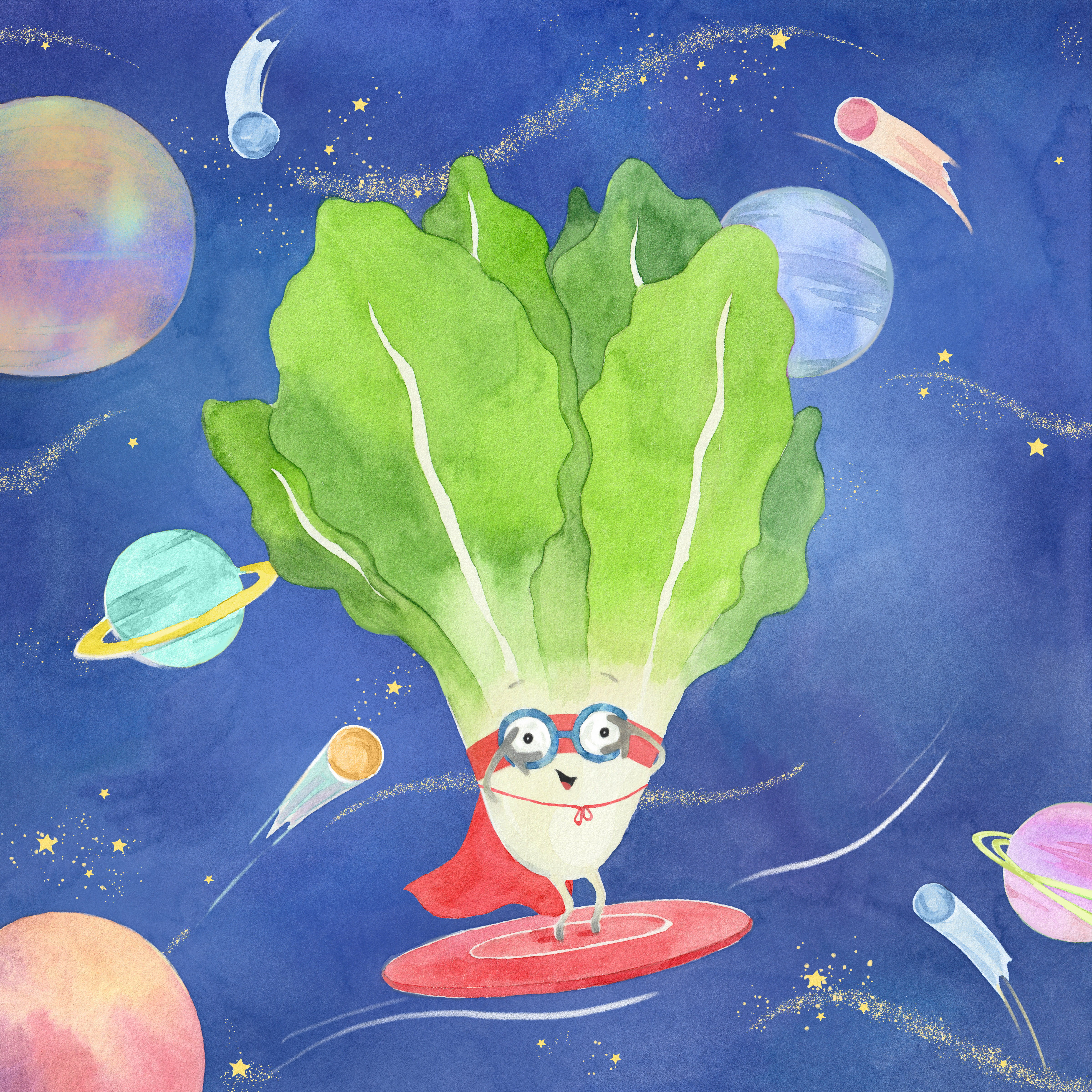Superhero Lettuce ✨ Illustration character art concept art cosmic illustration whimsical