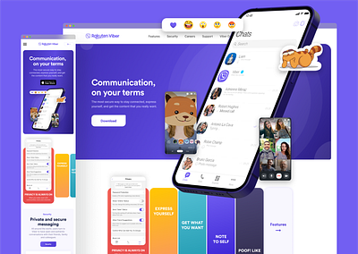 Website Design for Rakuten Viber digital product messaging app ui uiux web design website design