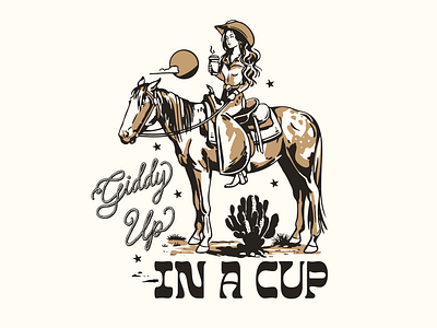 Giddy Up animal branding cofffee cowgirl desert graphic design horse logo quotes southern southwest tshirt typography western yeehaw