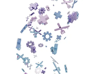 Gears, Forks, Crosses - Animated 3D pattern 3d 3d icon abstract animation branding cinema4d crosses design forks gears healthcare illustration landing logo motion graphics page pahe pattern ui web design