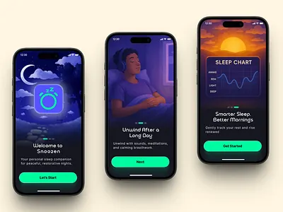 Onboarding Screen - "Snoozen" - The Sleep App app design mobile mobile app onboarding sleep ui ui design uidesign ux