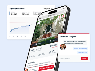 remax.com on mobile agent chart chat graph mobile property listing real estate remax ui