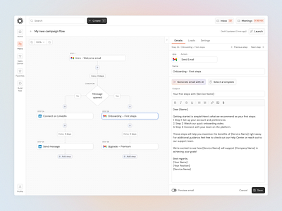Flow Builder | Web App | Side bar | UI app flow interface ui web