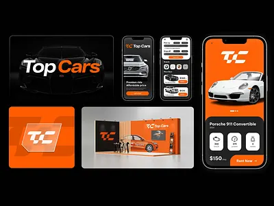 Top Cars | Premium Car Rental Identity & App Design app brand branding car car rental color design graphic design logo luxury car minimal typography ui