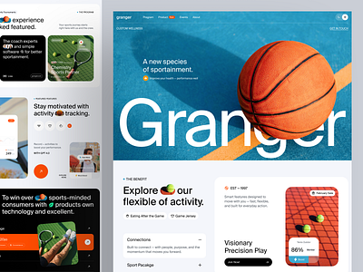 Granger - Landing page clean exploration gym health healthcare landing landing page lifestyle sport tracker ui ux web web design website wellness