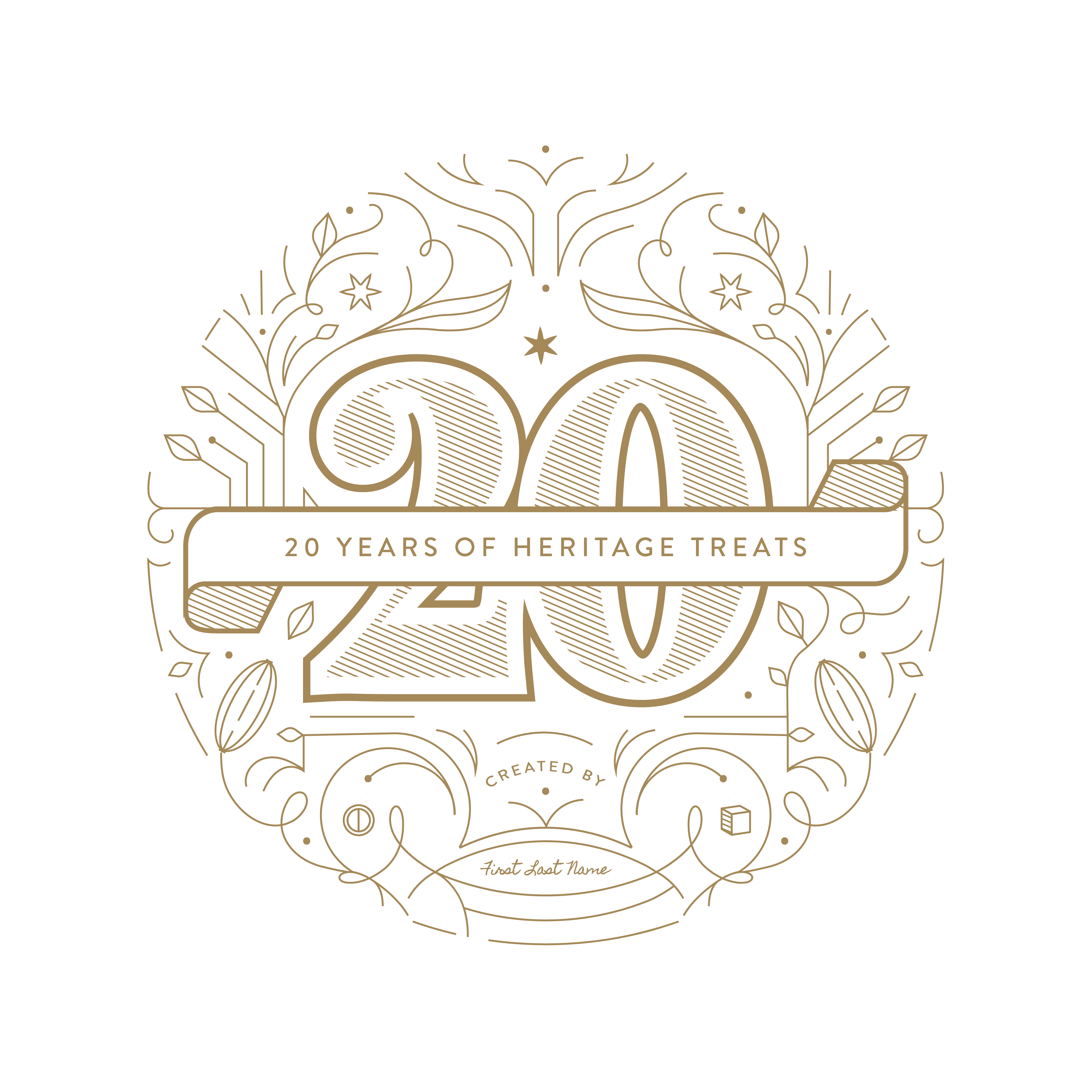 20th Anniversary Emblems chocolate design emblem freelance graphic design illustrator lockup logo options