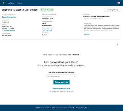 Patient Records Search Wizard emr product design ui design