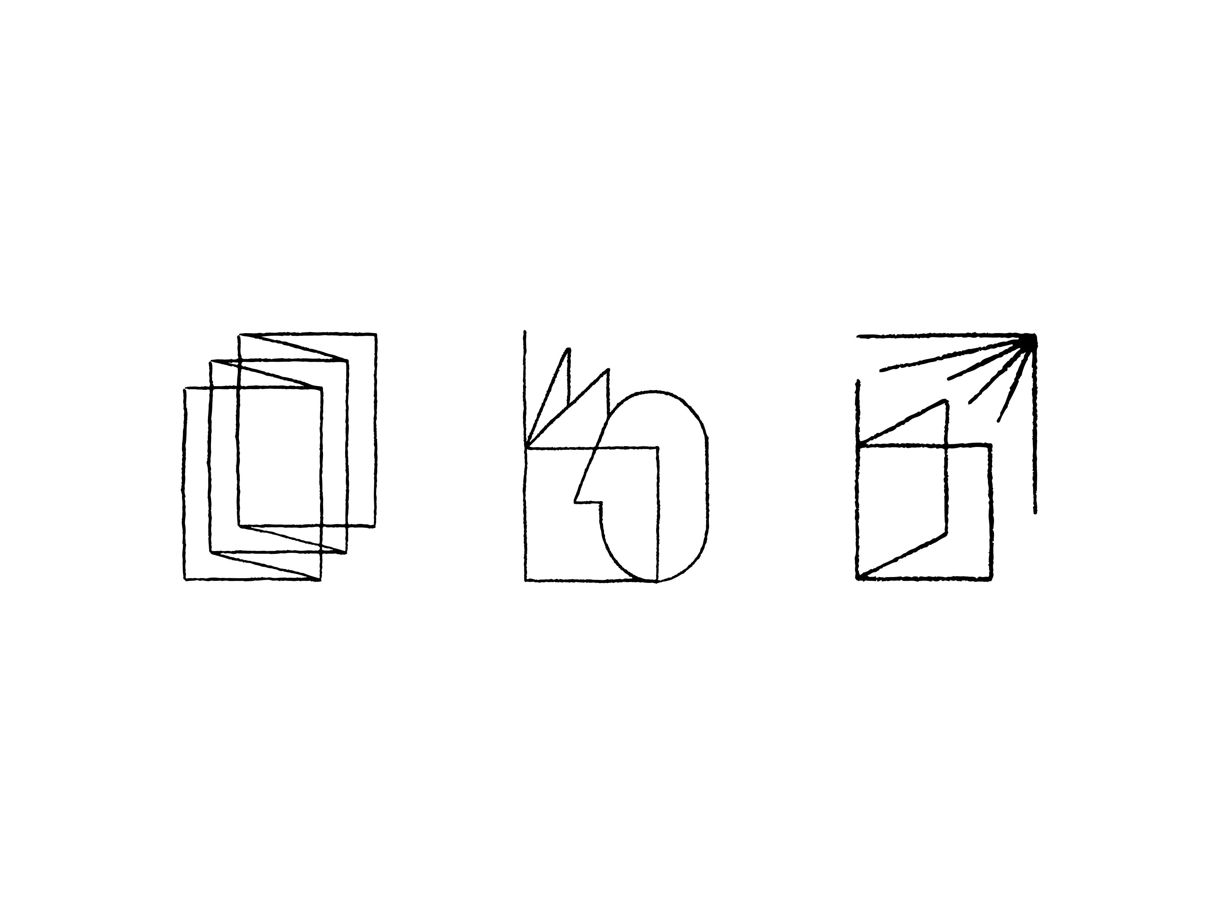 Example of Set Of 3 Line Art Branding Illustration