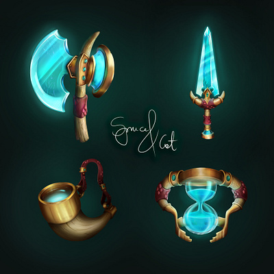 Fantasy Item Design — Magical Game Props concept art digital illustration digital painting fantasy game game art game assets game design game props graphic design mobile game prop design visual development world design