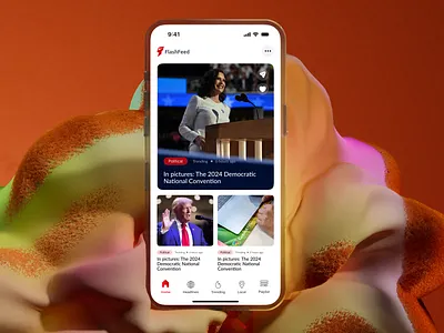 Flashfeed – Swipeable Short News App UI app design app ui article clean feed ios journalism minimal mobile design news news app newsfeed newspaper read social app story ux web app ui