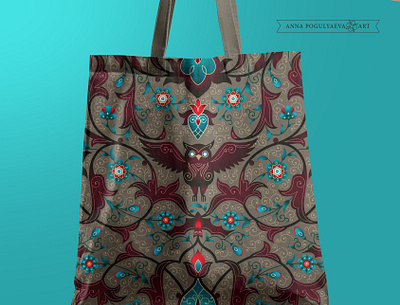 «Nocturnal animals» Floral decorations & patterns for fabric. annapogulyaeva annapogulyaeva art bat decoration design fabric floral pattern flowers graphic design heart illustration oriental ornament owl textile design tracery vintage