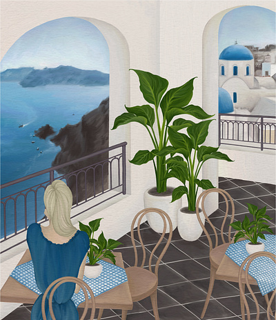 Santorini - Wai conceptual illustration editorial illustration greece holiday hotel illustration illustrationart illustrationartist illustrationzone illustrator lifestyle santorini travel vacation view
