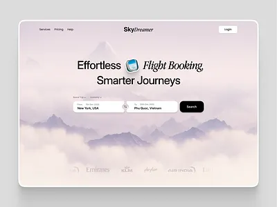 Flight Ticket Booking Website - Ultra Modern cloud design design figma flight framer hero design landing page modern travel website trending ui web website